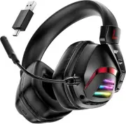 Wireless Gaming Headset for Pc/Ps5/Ps4, Wireless Gaming Headphones Con Detachabl