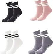 [Copbopwn] 4 Pairs Non-Slip Yoga Pilates Socks Pilates Grip Socks Women Ballet Socks Yoga Socks for Women Non-Slip Grip Socks Pilates for Women Ballet Pilates Hospital Home, multicoloured, Einheitsgröße