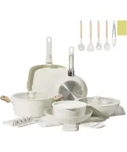 23 Pcs Durable Ceramic Cookware,Non-Toxic Cookware Set,Compact RV Kitchen set...