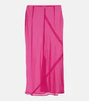 [Dries Van Noten] Dries Van Noten Silk-blend satin midi skirt AU 10 pink