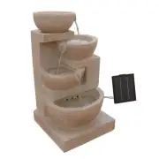 Solar Power Four-Tier Water Fountain Feature w/ LED