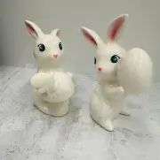 2 Spritz Ceramic Bunny Rabbits Egg Butterfly Target Easter Home Decor Figurine