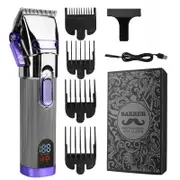 New Color Oil Head Professional Hair Clipper Electric Push Scissor LCD Adjustable Knife Distance Men's Hair Barber