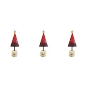 3x LVD Metal/Wood Gold Star Red Tree w/ Stump Christmas Holiday Decoration 25cm