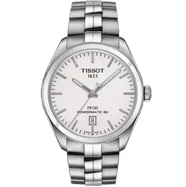 TISSOT PR 100 AUTOMATIC GENT 型男主廚時尚優質男性機械腕錶-銀-T1014071103100