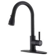 Kitchen Faucet with Pull Down Sprayer, Single Handle Matte Black Stainless St...