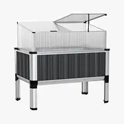[GREEN FINGERS] Garden Bed Galvanized Steel Planter Box, Gardening Supplies Plant Containers Patio, 80 x 49 x 74cm Elevated Raised Beds Trapezoid for Vegetables Flowers Herbs