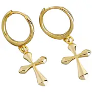 ANYCO Earrings Gold Plated Bohemian Glossy Punk Cross Tassel Stud For Women Teen Girl Hip Hop Fashion Stylish Accessories Jewelry Gifts