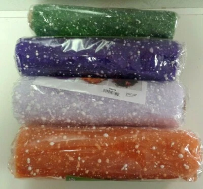DECO MESH--10" X 5 YD--ORANGE GREEN AND WHITE