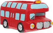 Hoement Resin Double-Deck Bus Container Pot Cartoon Car Planter for Living Room Decor Outdoor Indoor