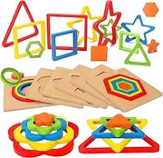Toddler Puzzles Games Wooden Toys Montessori Shape Sorting Puzzle Toddlers Activities Preschool Learning Early Educational Kids Age 1-2 1-3 2-4 5 6 Year Old