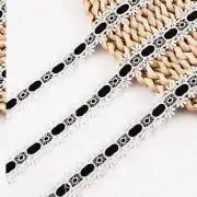 Elegant Lace Duo: 10 Rolls of Mixed White & Black Floral Lace Trims for DIY Wedd