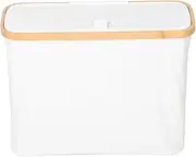 MINAOLULUS Tissue Storage Basket Toilet Top Organizer Small Trash Can Bathroom Storage Basket Nursery Laundry Basket Hamper with Lid Decorative Boxes with Lids Toilet Tank Basket Beige Cloth