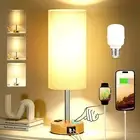Beside Table Lamp 3Way Dimmable Touch USB C Charging Ports AC Outlet LED Lamp