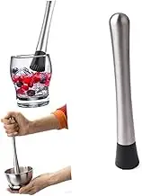 OFFSCH 2 Pcs 304 Swizzle Stick Stainless Steel Bar Mixer Fruit Ice Crusher Stainless Steel Party Bar Mixer Cocktail Shaker Barware Bar Tool Silver re-usable