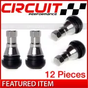 (Set of 12) Circuit Performance TR412 Short Chrome Sleeve Snap-In Valve Stems