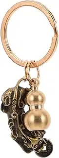 ZUNOXAZ Creative Vintage Copper Gourd Keychain Pendant Chinese Style Key Hanging Ornament Solid Copper Build Lucky Charm for Car Keys Portable Handbag Keychain