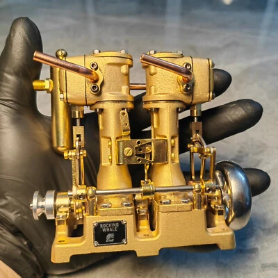 Powerful L2 Retro Steam Engine Model Dual Cylinders Die-cast Brass CollectionsWe