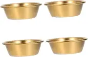 CATIEBYE 4pcs Stainless Steel Seasoning Dishes Soy Sauce Plates for Home Restaurant Use for Sauces Condiments and Appetizers Elegant Table Decoration
