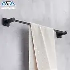 800mm Wall Single Towel Rack Rail Bar Holder Black Ring Square Stainless Steel