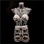 HCUDFN 3pcs Set SM Chastity Belt Stainless Steel Underwear Gear Belt Lockable Pants BDSM Bondage Set Sex Toys for Women Couples(Waist 60~90cm)