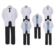 Formal Black White Suit Set Dark Gray BowTie Neck Tie Vest Boy Baby Toddler Teen