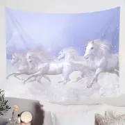 Beautiful Running White Horses the Snow Horses Tapestry