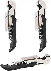 Professional Waiter Corkscrew Wine Openers Set (2 PCS),Upgraded with Heavy Duty Stainless Steel Hinges Wine Key for Restaurant Waiters, Sommelier, Bartenders (Black 2 Packs)