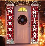 Christmas Decorations Merry Christmas Banner Xmas Porch Door Sign Welcome Banner for Wall Home Party Decor Christmas Decorations Indoor Outdoor