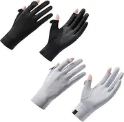 [Holiberty] Ladies Sun Protection Fingerless Gloves Summer Silky Cooling Women UV Driving Gloves Nonslip Touchscreen Golf Cycling Gloves