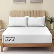 Hotel Comfort King Fitted Sheet Set/3 Pieces 2000TC Ultra Soft Durable Brushed Microfiber Bed Set/Extra Deep Pocket Fitted Sheet & 2 x Pillow Cases (King/White)