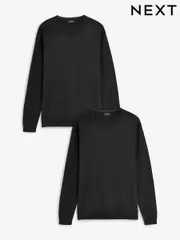 Black V-Neck Regular Fit Soft Touch Jumpers 2 Pack (674782) | $66