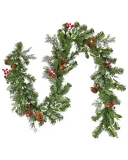 First Traditions 6'X8in Mixed Tip Garland With 30 Warm White With Battery Operated LED Lights & Timer