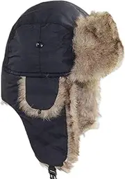 KJIASDFE Bomber Hats Unisex Men Women Hat Warm Trooper Ear Flaps Winter Ski Hat Fur Cap Headwear Bonnet Warm,Black-S57cm