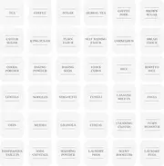 36x Storage Jar Labels - White - Pre-Printed Sticky Adhesive Kitchen Pantry Glass Food Spice Jam Bottle Container Stickers - by Argon Tableware