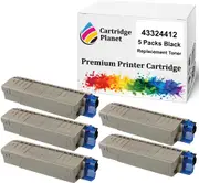 5 Pack Black Compatible Toner Cartridge for OKI 43324412 (6000 Pages) for OKI C5600 C5700