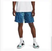 Under Armour UA Baseline 10'' Print Shorts Unlined Mens Large 1370221 Blue $35