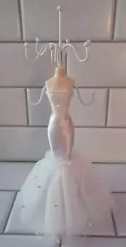 Mannequin Jewelry Stand Necklace Display Holder Woman Figure White Dress