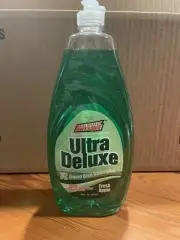 12 Pack-Liquid Dish Soap/ Detergent Ultra Deluxe Fresh Apple/5 Gift Sponges