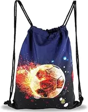 Leseogye Football Drawstring Bag, Waterproof Kids Swimming Bag, Oxford Fabric Sports Sack for Children, Adults, PE Kits for Gym, Lunch, Holiday and Beach, Multicolor, One Size