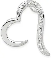 [JewelryWeb] 925 Sterling Silver Solid Polished back Crystal Love Heart Pendant Necklace 31.7x26.25mm Wide-Pendant for Women