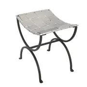 Lirash Small Black Dining Bench Seat with Woven Stainless Steel Top