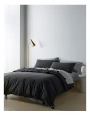 [Vue] Stonewashed Cotton Quilt Cover Set in Iron