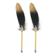 2 Pcs 10 Inch Feather Ballpoint Pen Vintage Quill Pen, Black