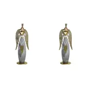 2x LVD Metal/MDF Rustic Angel w/ Heart Christmas Home Tabletop Decor 34.5cm