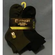 AND1 Mens Blac kand Heather Gray Ankle Socks New 12 pair