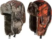 [TQPUWT] Unisex Adults Winter Warm Trapper Hat, Pack of 2, Multicoloured, Camouflage Pattern, Waterproof, Wool Fabric, Suitable for Cycling, Skiing, Snowboarding, Skating, Cycling