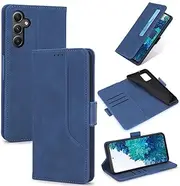 Design Piece of Leather-Like Wallet Phone Case for Samsung Galaxy A34 with Card Slots, Cash Pocket, Kickstand and Magnetic Lock (Darkblue)