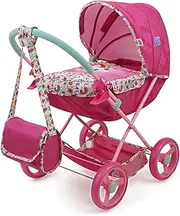 Baby Alive: Deluxe Classic Doll Pram - Pink & Rainbow - Includes Matching Handbag/Diaper Bag, Fits Dolls up to 18", Large Canopy, Storage Basket & Bassinet, Pretend Play for Kids Ages 3+