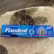 New Fixodent Advanced Max Hold Denture Adhesive - Lot of 2 - 2.2 oz each
